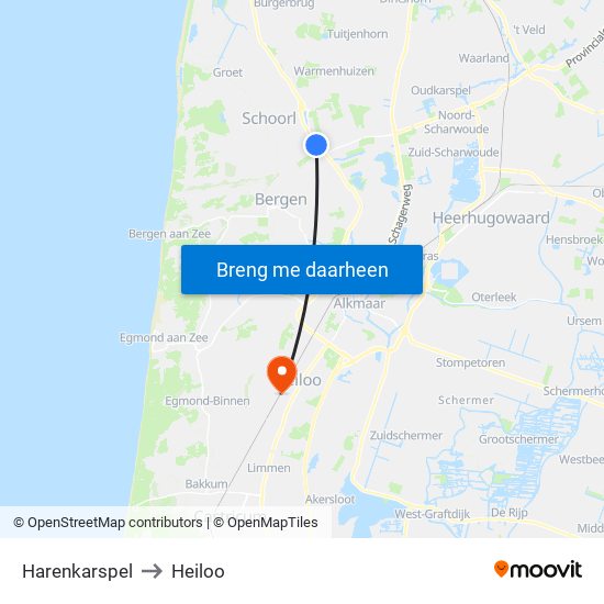 Harenkarspel to Heiloo map