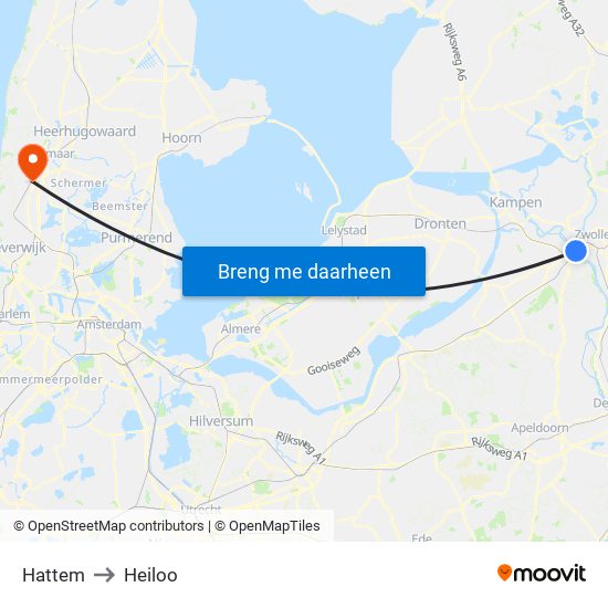 Hattem to Heiloo map