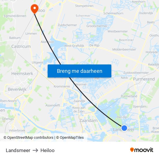 Landsmeer to Heiloo map