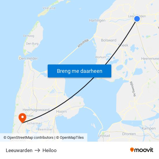 Leeuwarden to Heiloo map