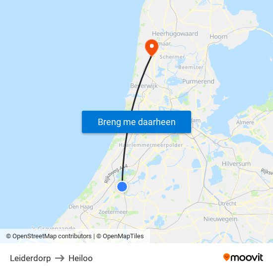 Leiderdorp to Heiloo map