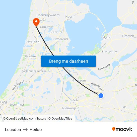 Leusden to Heiloo map