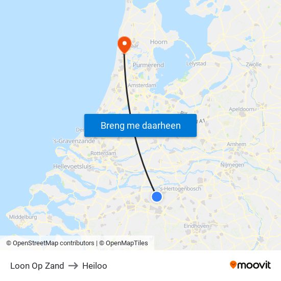 Loon Op Zand to Heiloo map