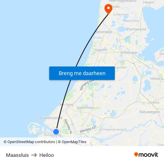 Maassluis to Heiloo map