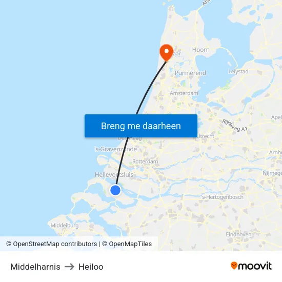 Middelharnis to Heiloo map