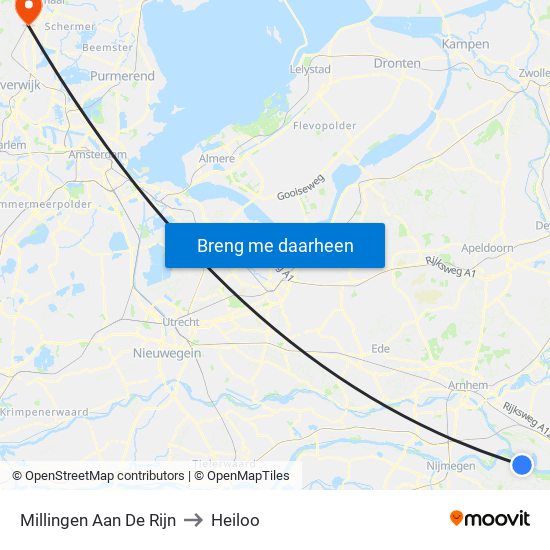Millingen Aan De Rijn to Heiloo map