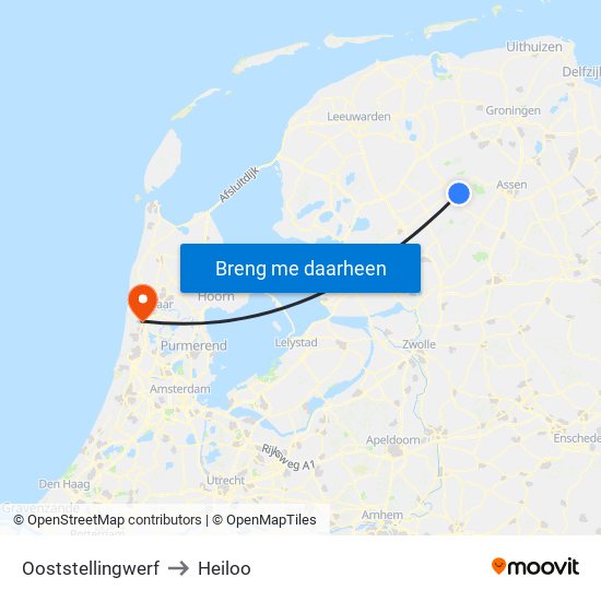 Ooststellingwerf to Heiloo map