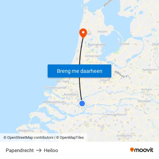 Papendrecht to Heiloo map