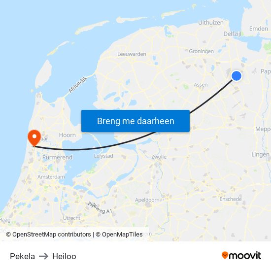 Pekela to Heiloo map