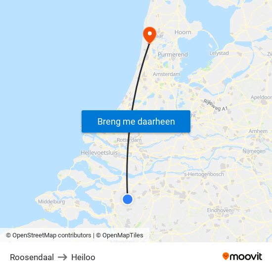 Roosendaal to Heiloo map