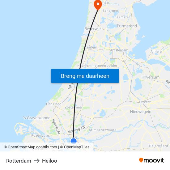 Rotterdam to Heiloo map