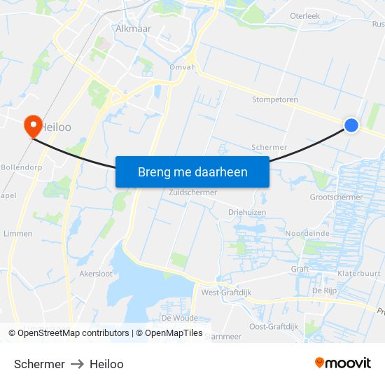 Schermer to Heiloo map