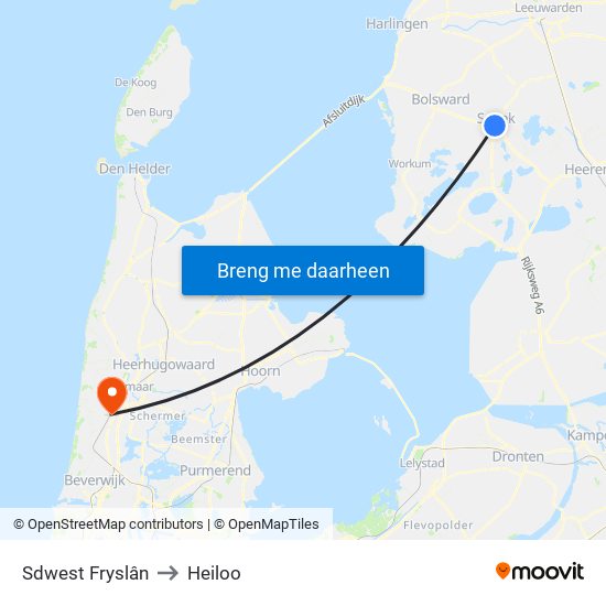 Sdwest Fryslân to Heiloo map