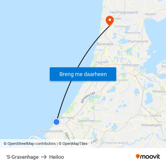'S-Gravenhage to Heiloo map