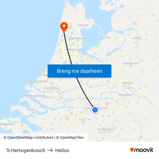 'S-Hertogenbosch to Heiloo map
