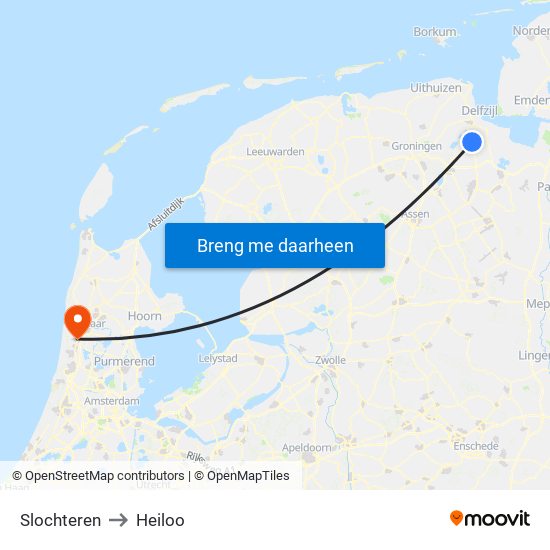 Slochteren to Heiloo map
