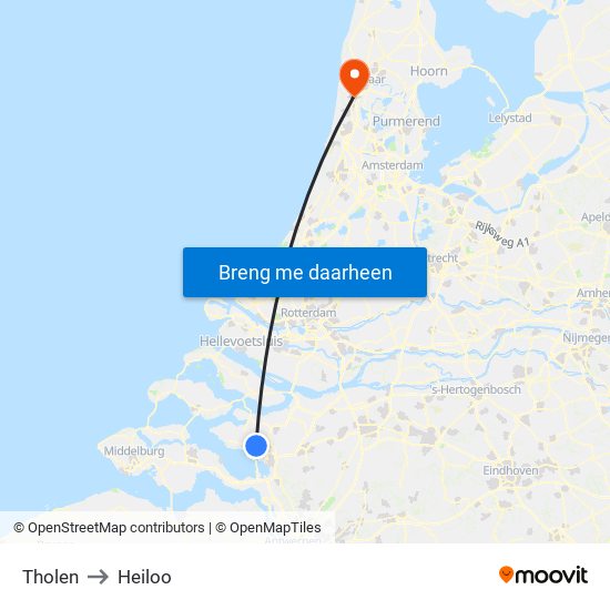 Tholen to Heiloo map