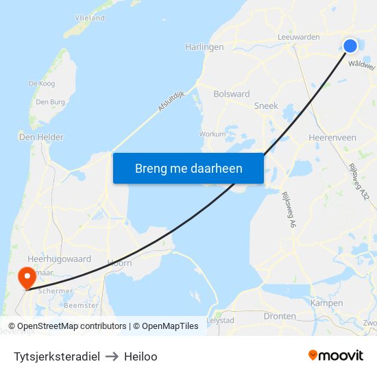 Tytsjerksteradiel to Heiloo map