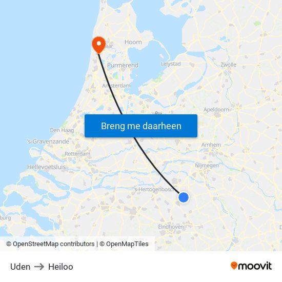 Uden to Heiloo map