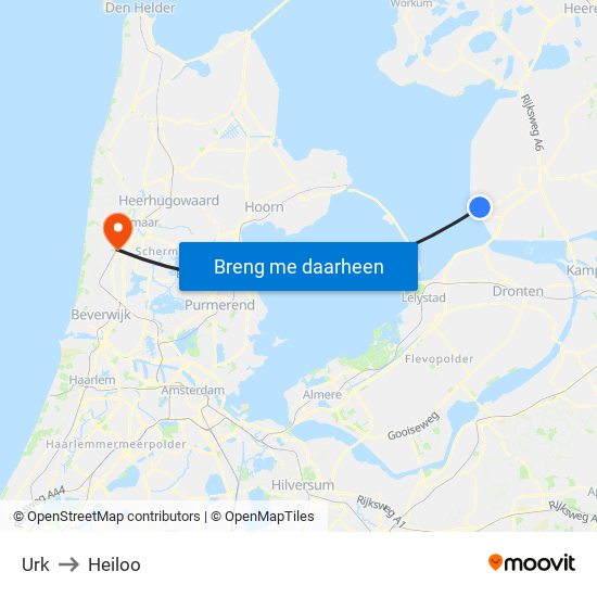 Urk to Heiloo map
