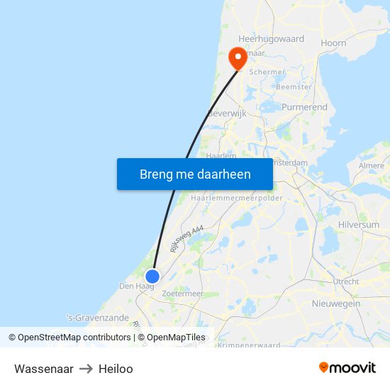 Wassenaar to Heiloo map