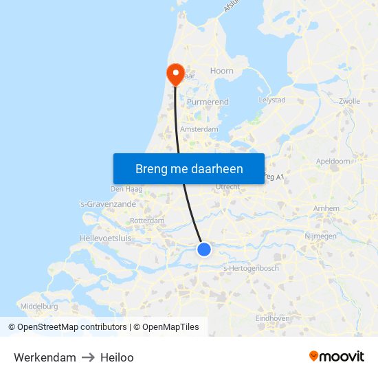 Werkendam to Heiloo map