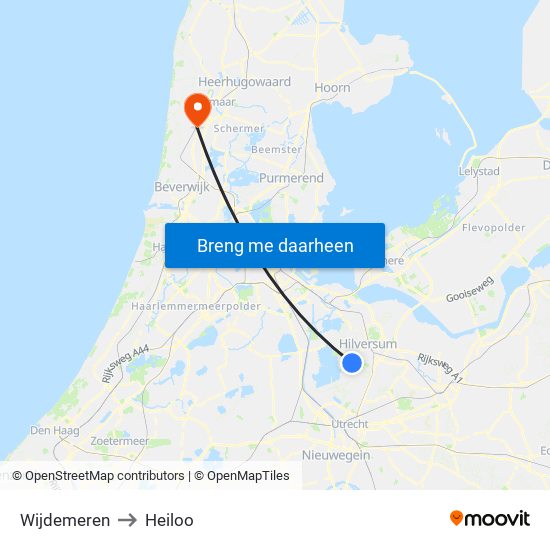 Wijdemeren to Heiloo map