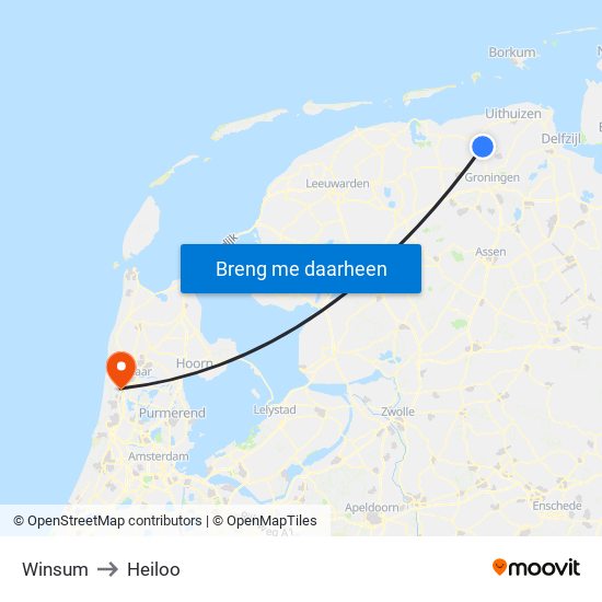 Winsum to Heiloo map