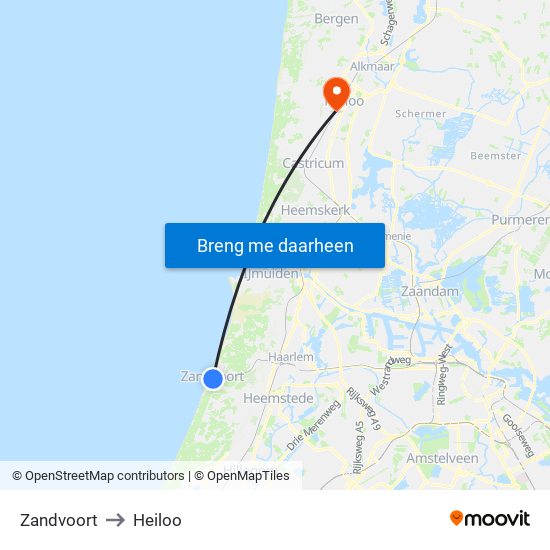 Zandvoort to Heiloo map