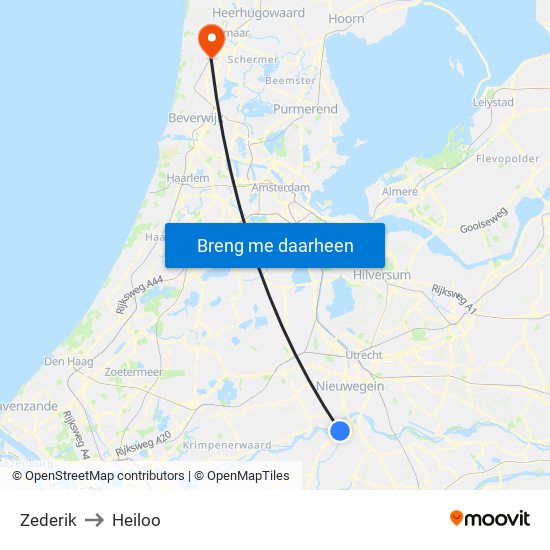 Zederik to Heiloo map