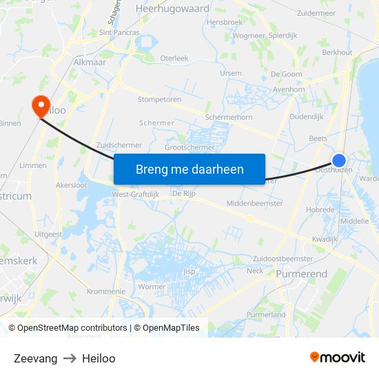Zeevang to Heiloo map