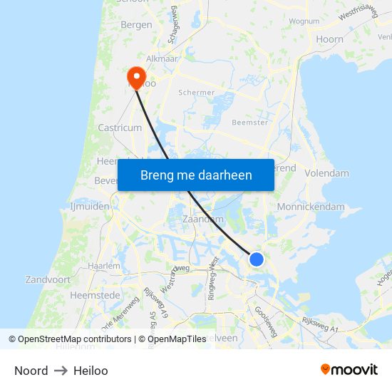 Noord to Heiloo map