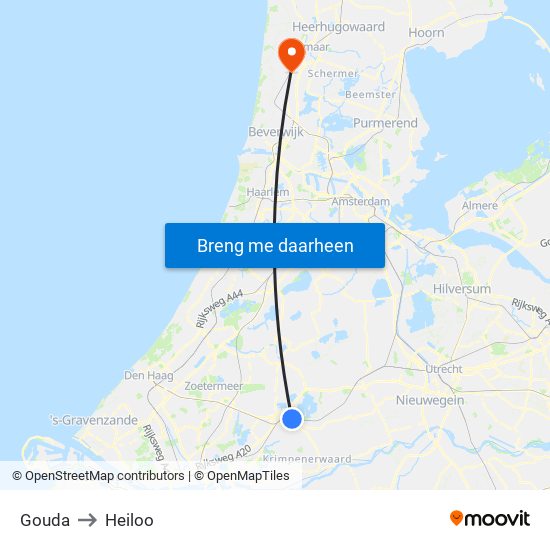 Gouda to Heiloo map