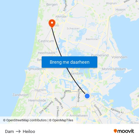 Dam to Heiloo map