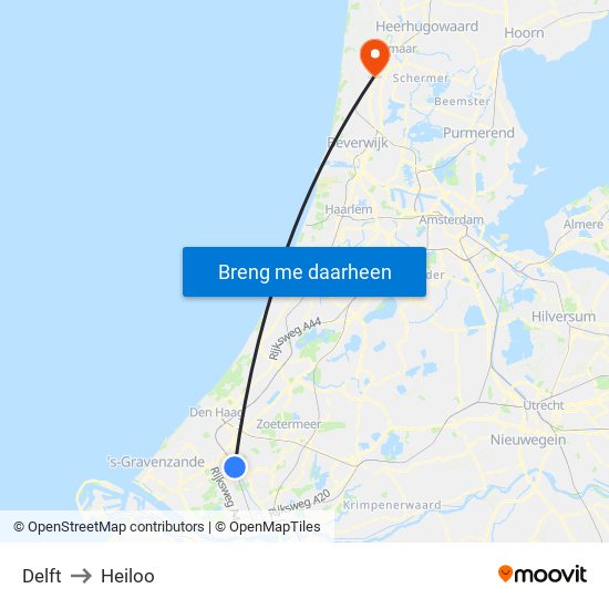 Delft to Heiloo map