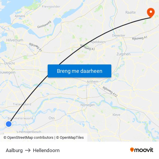 Aalburg to Hellendoorn map