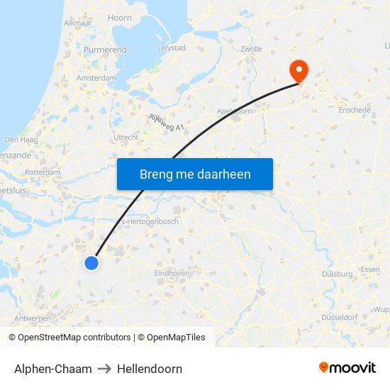 Alphen-Chaam to Hellendoorn map