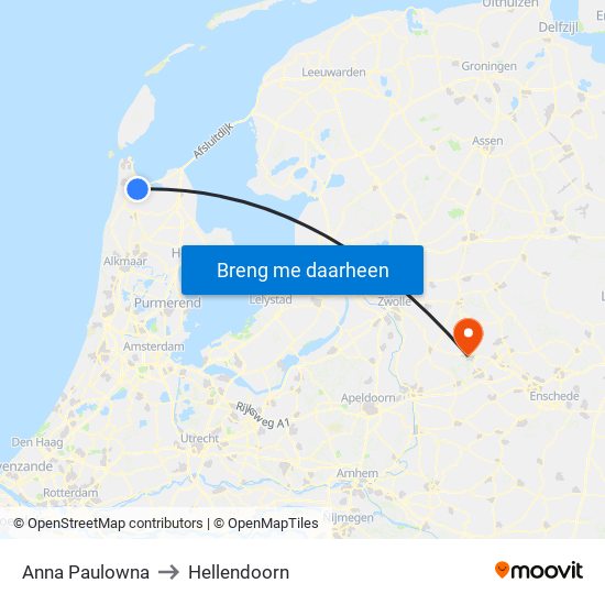 Anna Paulowna to Hellendoorn map