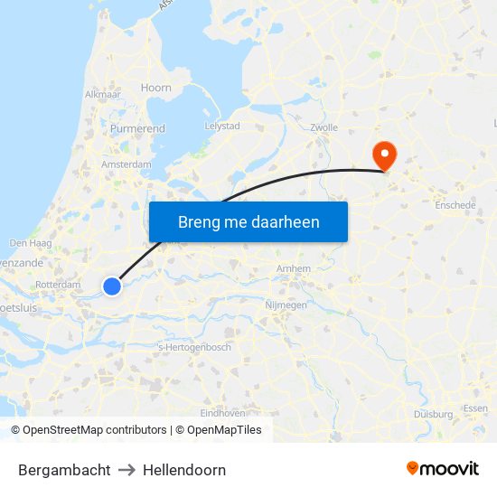 Bergambacht to Hellendoorn map