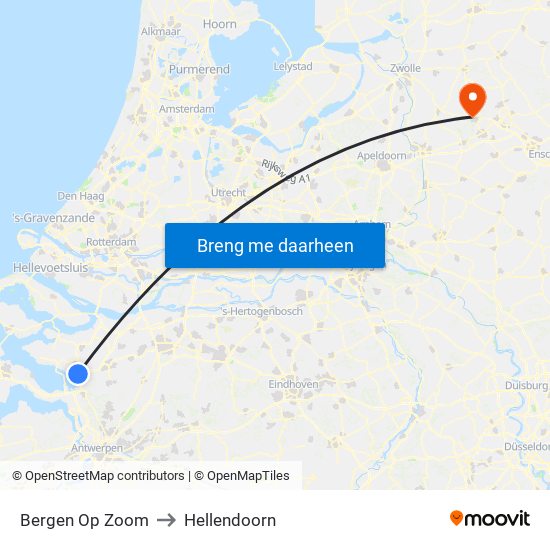 Bergen Op Zoom to Hellendoorn map