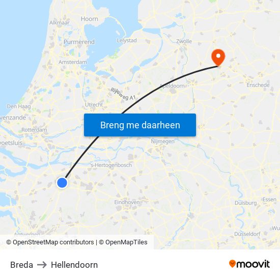 Breda to Hellendoorn map