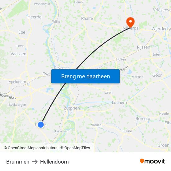 Brummen to Hellendoorn map
