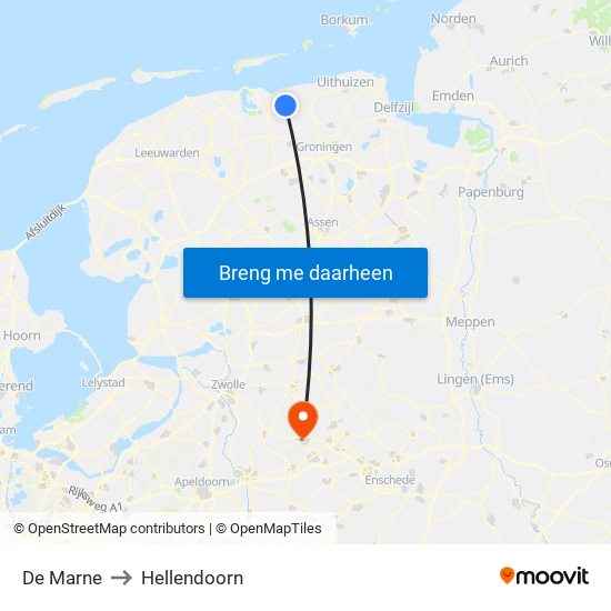 De Marne to Hellendoorn map