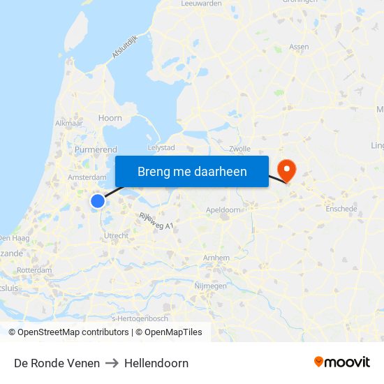 De Ronde Venen to Hellendoorn map