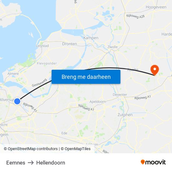 Eemnes to Hellendoorn map