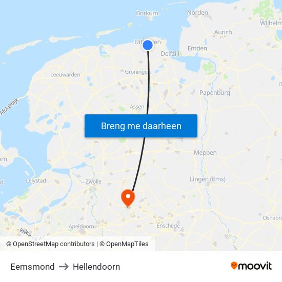 Eemsmond to Hellendoorn map