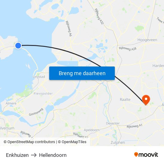 Enkhuizen to Hellendoorn map