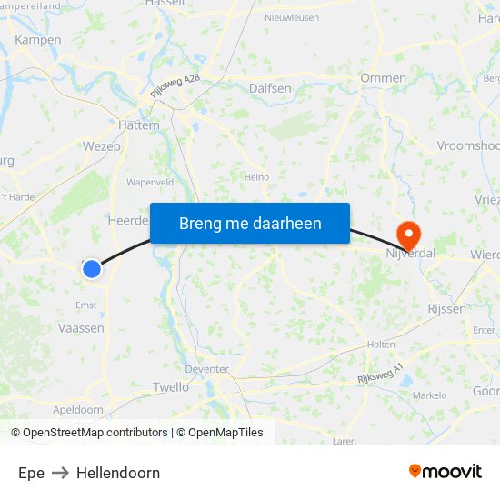 Epe to Hellendoorn map