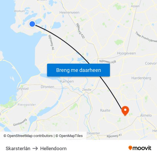 Skarsterlân to Hellendoorn map