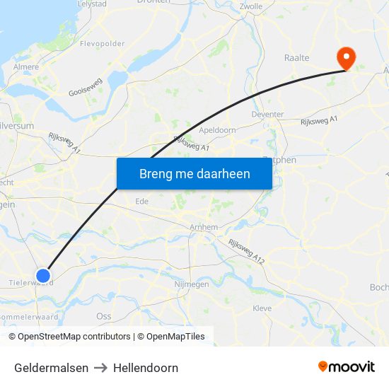 Geldermalsen to Hellendoorn map